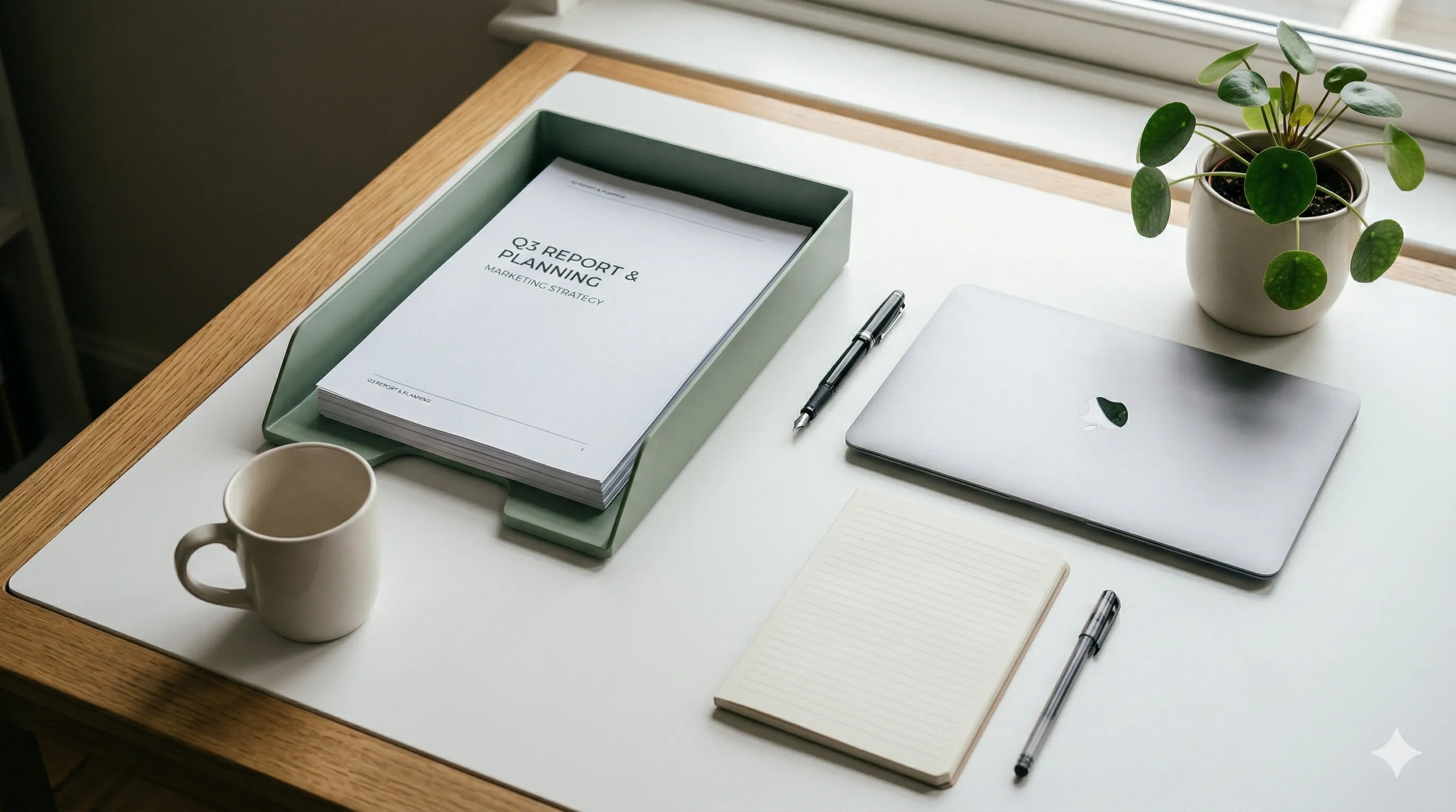 Organised client files on a desk